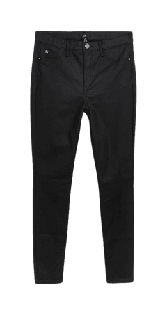 Black coated Molly mid rise skinny jeans | River Island