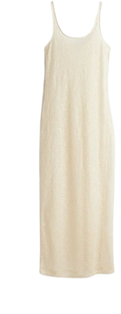 Sequined Fishnet Dress - Light beige - Ladies | H&M US