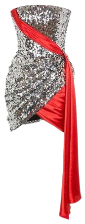 rasario sequin mini dress silver red