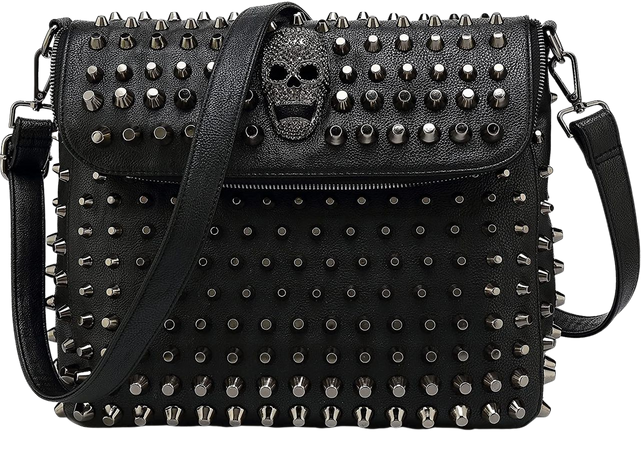 goth studded skull purse