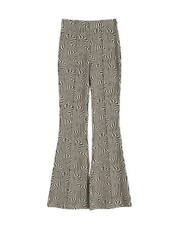Flared jacquard psychedelic print pants with cut-out detail - New - Woman | Bershka