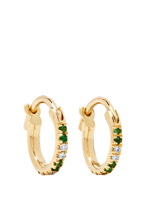 Gold 18-karat gold, tsavorite and diamond hoop earrings | Ileana Makri | NET-A-PORTER