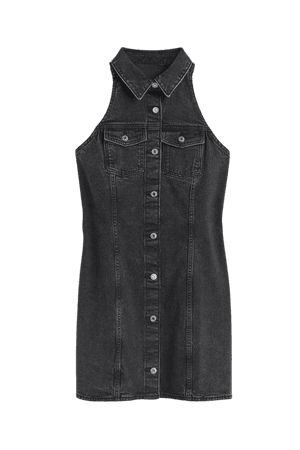 Sleeveless Denim Shirt Dress - Black - Ladies | H&M US