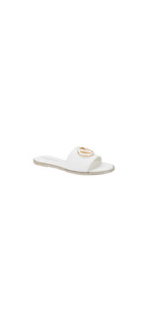VALENTINO BY MARIO VALENTINO Bugola Logo Leather Flat Sandals