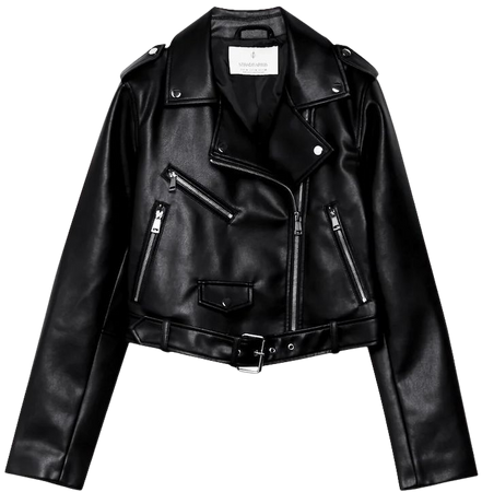 Faux leather biker jacket with belt - Women's See all | Stradivarius United States