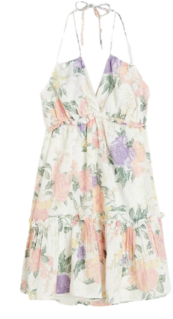 Ruffle-trimmed Halterneck Dress - Cream/floral - Ladies | H&M US