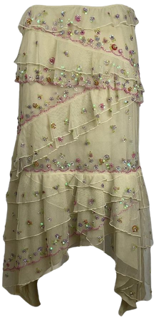 Vintage Italian designer tulle layered midi skirt... - Depop