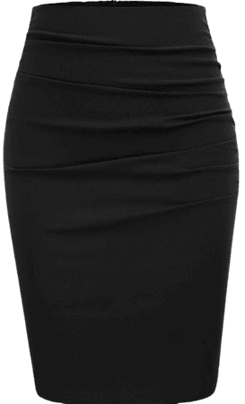 black ruched pencil skirt