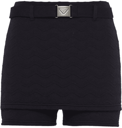 Prada Jacquard Belted Mini Shorts - Farfetch