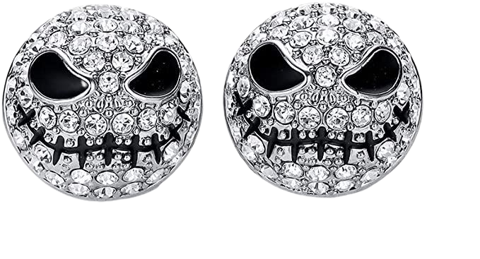 Amazon.com: hanreshe Crystals Skull Stud Earrings Jack Silver Color Circle Small Earrings Nightmare Before Christmas Cartoon Gothic Jewelry for Women and Girls: Clothing, Shoes & Jewelry