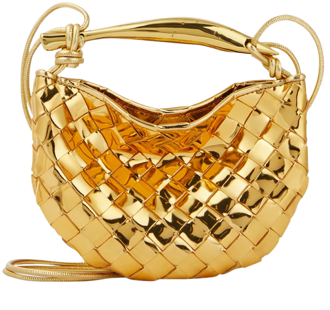 Sardine Mini Metallic Leather Crossbody Bag in Gold - Bottega Veneta | Mytheresa
