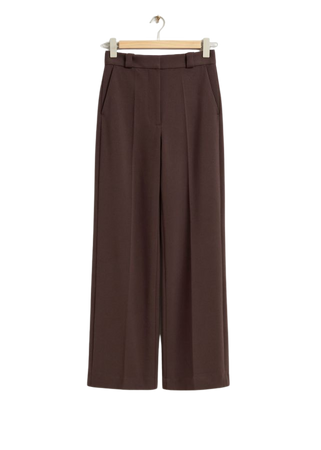 Wide Press Crease Trousers - Dark Brown - & Other Stories WW