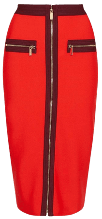 Contrast Zip Pocket Bandage Knit Skirt | Karen Millen