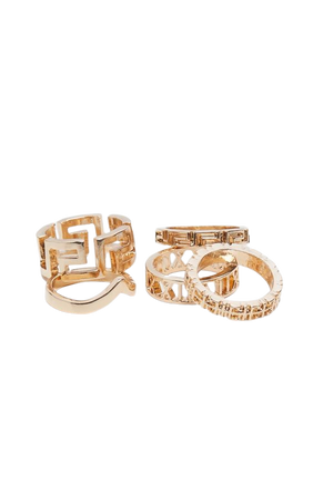 Gold Roman Multi Shape Five Set Ring Pack      | PrettyLittleThing USA