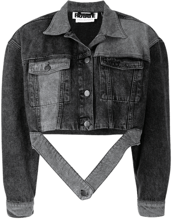 Shop ROTATE two-tone cropped denim jacket with Express Delivery - FARFETCH