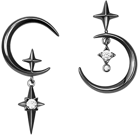 Amazon.com: Moon Star Stud Earrings Asymmetric Eclipse Gothic Earrings for Women Girl Teens Small Moon Black Earrings: Clothing, Shoes & Jewelry
