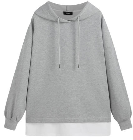 Knit Patchy Drawstring Hoodie - Cider