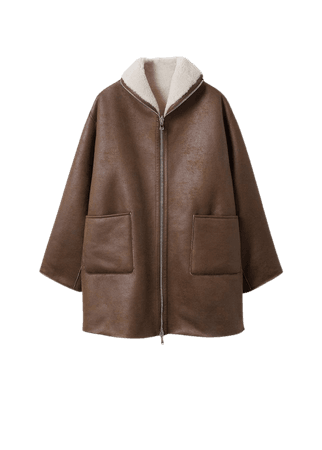 Reversible faux shearling-lined coat - Women | Mango USA