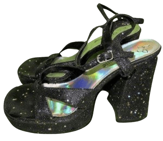 black sparkles glitter sandals heels shoes Y2k