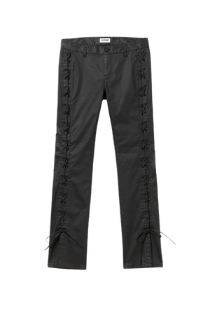 Cassidy Lace Up Trouser - Coated Black - Weekday WW