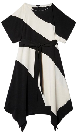Plus Size Soft Tailored Colour Block Tie Waist Midi Dress | Karen Millen