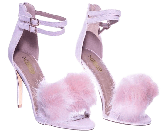 pink fluffy heels