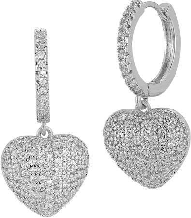 Cubic Zirconia Heart Huggie Hoop Earrings
