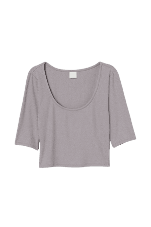 Ribbed Cropped Top - Gray