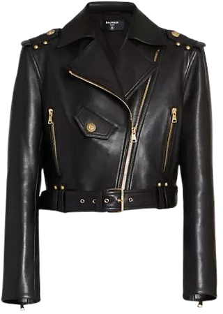 Shop Balmain Leather Crop Biker Jacket | Saks Fifth Avenue