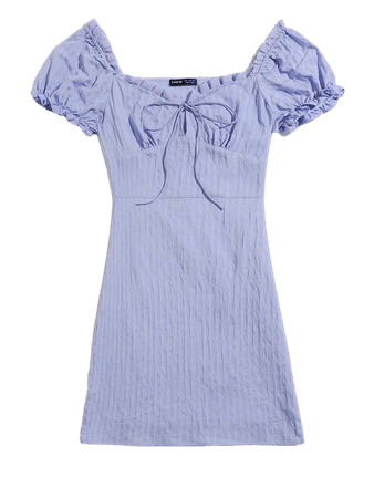 Frill Trim Tie Front Crinkle Dress | SHEIN USA purple