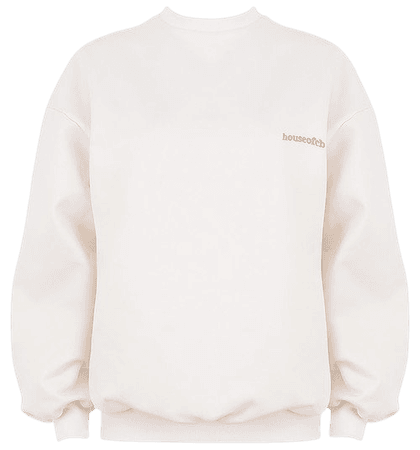 Clothing : Tops : 'Tommy' Off White Oversized Crewneck Sweatshirt