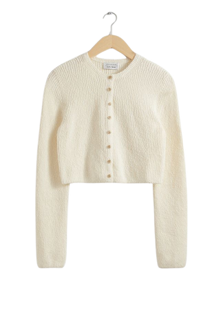 Cropped Rib-Knit Cardigan - Cream - Cardigans - & Other Stories US