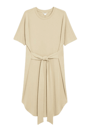 Tie-waist midi dress - Beige - Midi dresses - Monki WW
