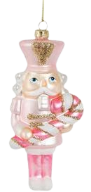 Glass Shaped Christmas Bauble - Pink Candy Cane Nutcracker – Elenfhant