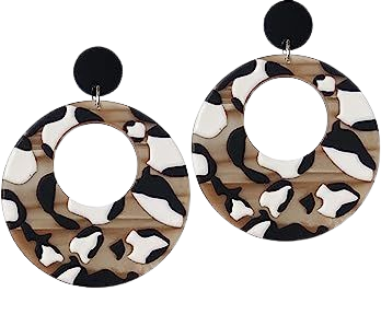 Amazon.com: ANDPAI Handmade Lightweight Colorful Bohemian Irregular U Shape Resin Leopard Print Dangle Drop Earrings for Women Girls Statement Creative Acrylic Geometric Jewelry Gifts (Round Leopard Print): Clothing, Shoes & Jewelry