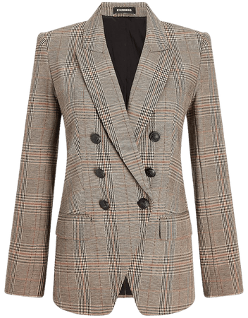 Plaid Knit Peak Lapel Double Breasted Blazer | Express