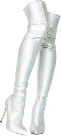 white holo leather boots