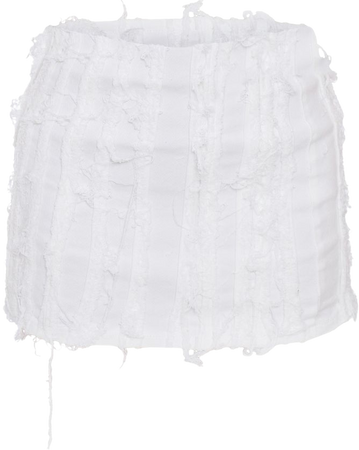 Cream Tint Distressed Mini Skirt | Denim | PrettyLittleThing USA