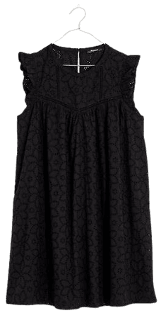 Eyelet Ruffle-Sleeve Mini Dress