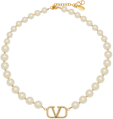 Valentino Garavani Pearl Vlogo Necklace By Valentino