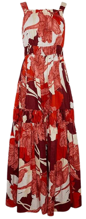 Floral Tiered Cotton Maxi Dress | Karen Millen