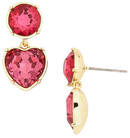 AQUA Pink Crystal Heart Drop Earrings in 14K Gold Plated - 100% Exclusive | Bloomingdale's