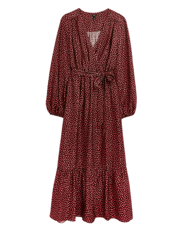 Red spot print wrap front midi dress | River Island