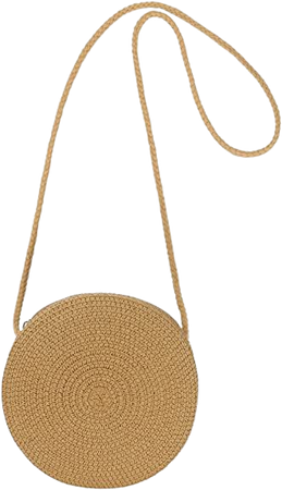 Yomietar Womens Small Round Straw Crossbody Bag Beach Shoulder Bag Handbag Purse for Summer, Brown: Handbags: Amazon.com