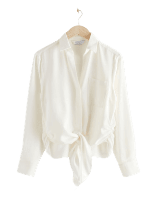Relaxed Front Tie Top - White - Tops & T-shirts - & Other Stories