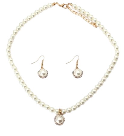 Gold Pearl Flower Necklace and Earring Set - Pearl Necklaces - Necklaces