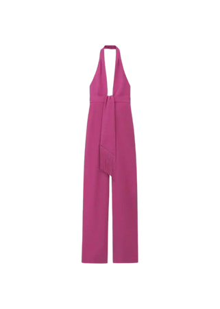 Halter jumpsuit with bow detail - Women | Mango USA