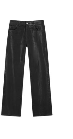 Straight fit coated-effect pants - pull&bear