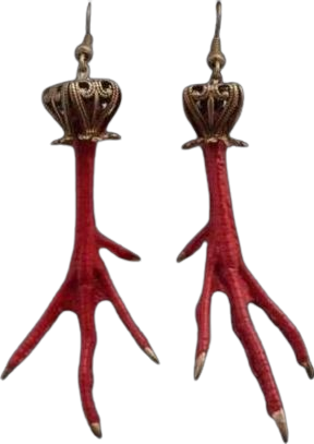 red bird feet earrings