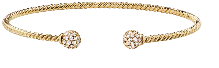 David Yurman 18kt yellow gold Petite Solari Bead diamond bracelet - FARFETCH
